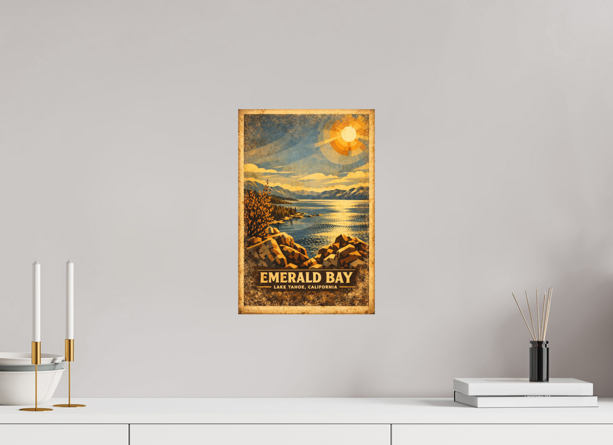 10 x 15″, Hidden Places | Matte Fine Art | Ultra Smooth | Unframed Emerald Bay, Lake Tahoe, California Vintage Poster