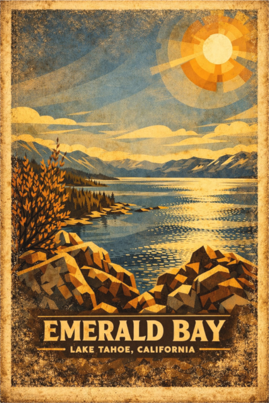 Main image Emerald Bay, Lake Tahoe, California Vintage Poster