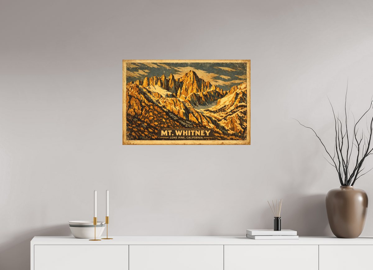30 x 20″, Hidden Places | Matte Fine Art | Ultra Smooth | Unframed Mt Whitney Vintage Poster