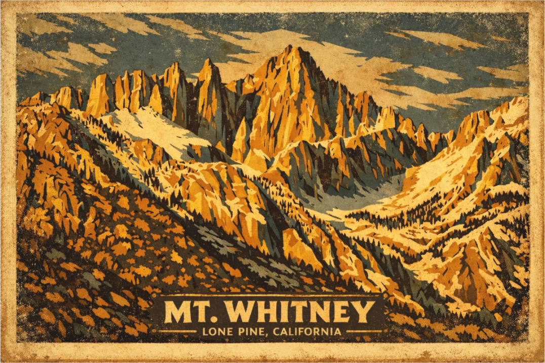 Main image Mt Whitney Vintage Poster